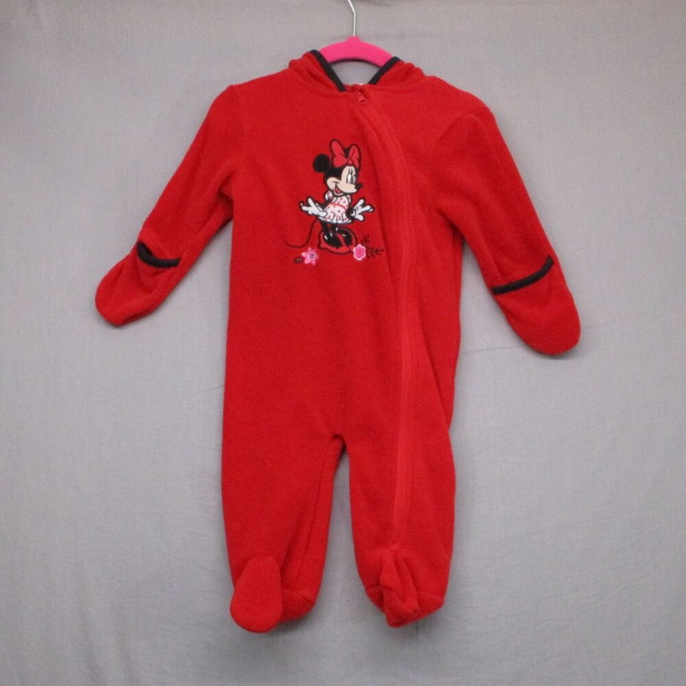 Disney Minnie Mouse One Piece With Hand Covers Red Girls Size | 3/6